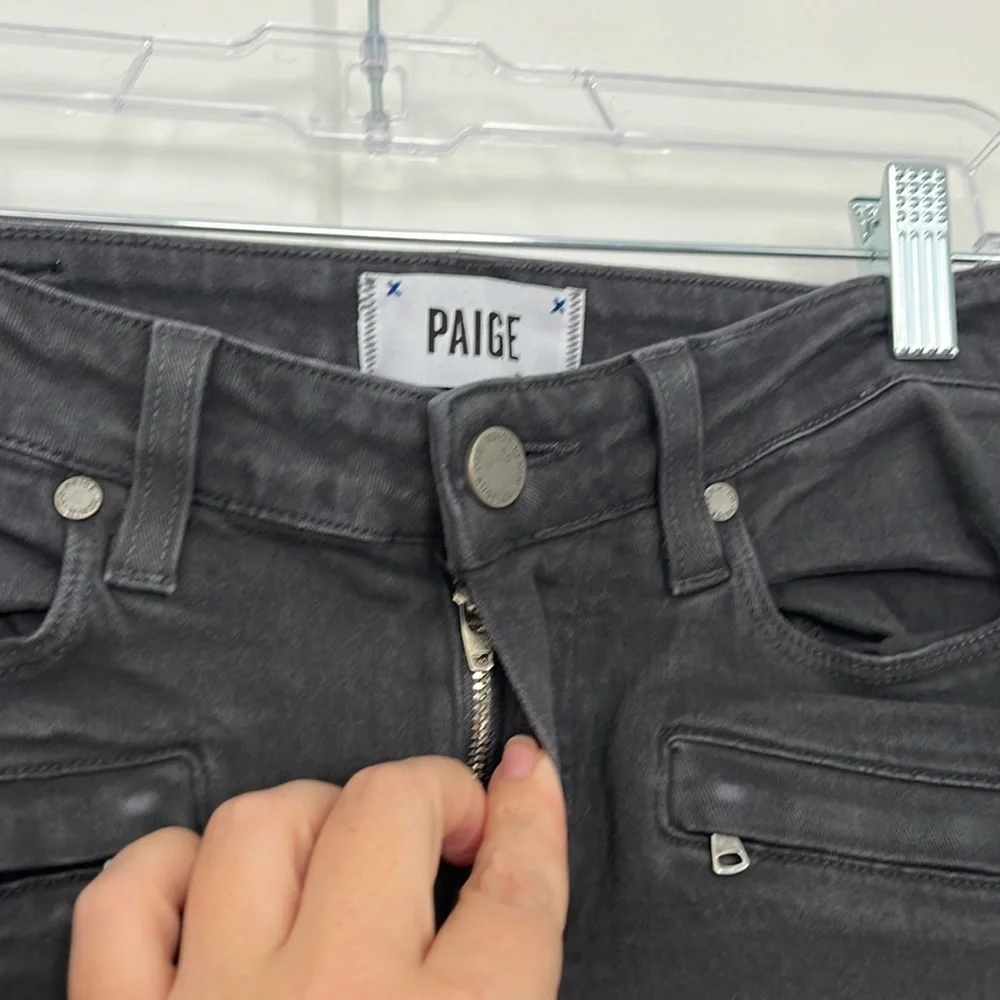 Paige Size 26 Gray Low Rise Skinny Jeans with Zip Pockets - Picture 5 of 11